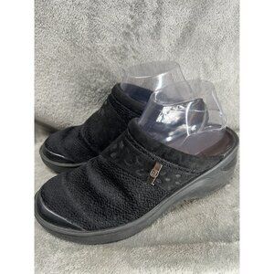 Bzees Women’s 8.5 Dolces Clogs Soft Fabric Mules Black Wedge Comfort Shoes